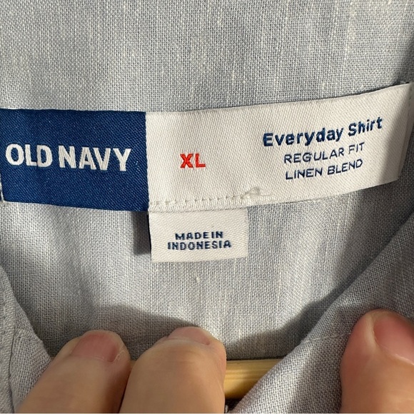 Old Navy Everyday Shirt size XL, linen blend, blue, NEW, fall, casual, office - Picture 3 of 10